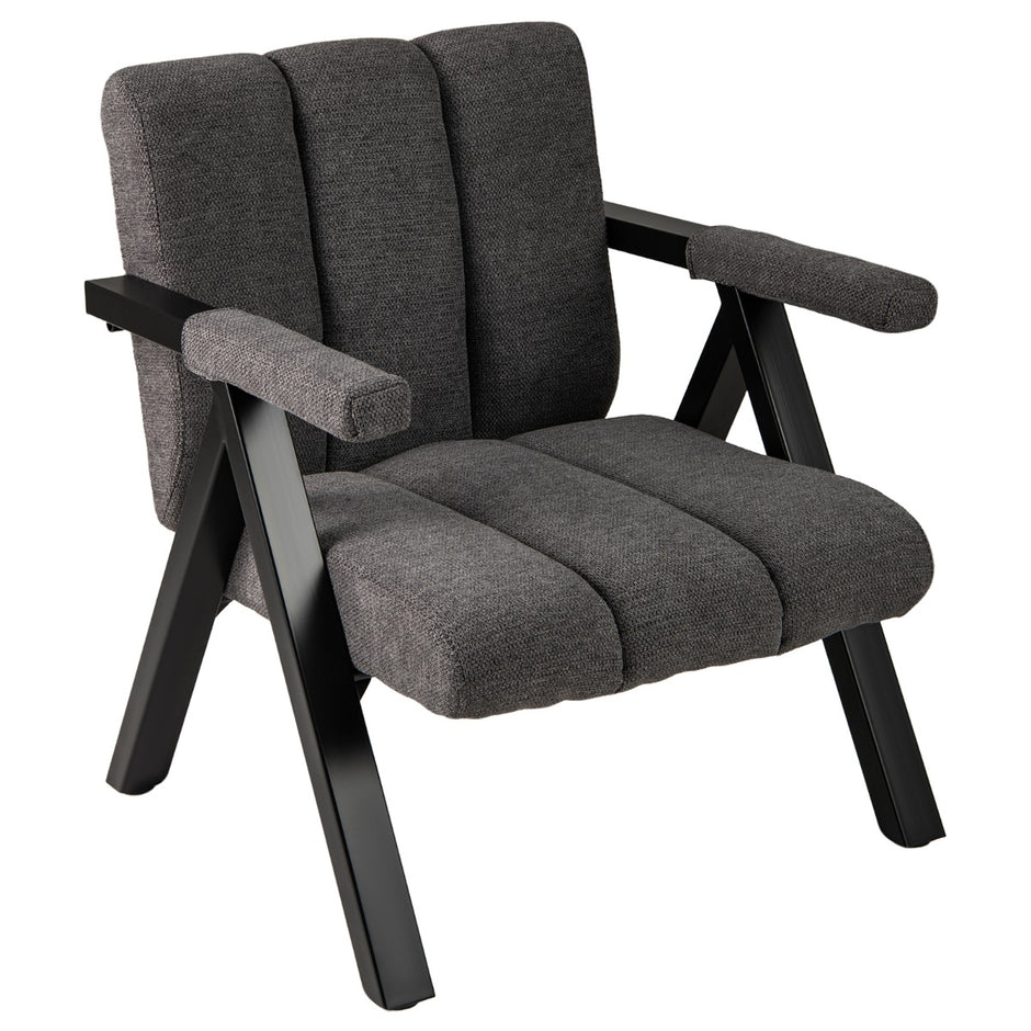 Polstret – loungestol med armlæn og metalramme, moderne sofa afslapningsstol – Grå