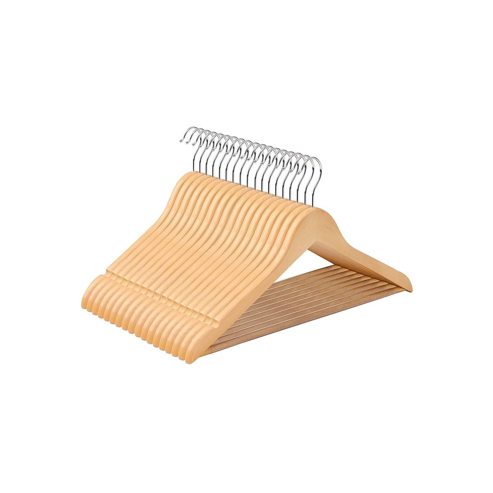 Holzkleiderbügel - Set von 50 - Massivholz - natürliche Farbe
