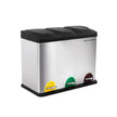 Abfallbehälter - Küche Prullen -Behälter mit Pedal - 45 l (3 x 15 l) - Edelstahl - Silber/Schwarz