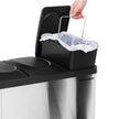 Abfallbehälter - Küche Prullen -Behälter mit Pedal - 45 l (3 x 15 l) - Edelstahl - Silber/Schwarz