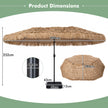 Hawaii‑solparaply – med LED och paraplystativ, halmparaply vev, solskydd metallstödben – 12 450 cm