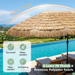 Parasoll – i hawaiisk stil med stativ halmtak, vev och metallribbor – 12 450 cm – Brun