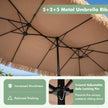 Parasoll – i hawaiisk stil med stativ halmtak, vev och metallribbor – 12 450 cm – Brun
