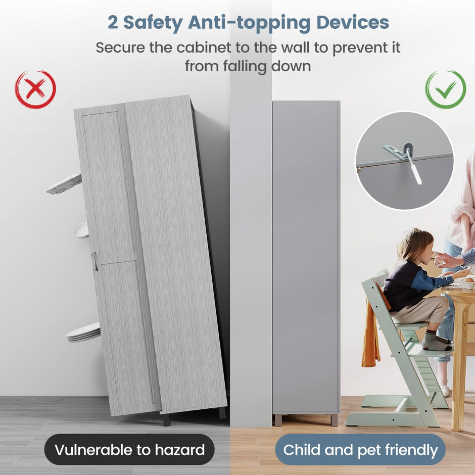 Hög – köksskåp med dörrar och justerbar hylla Modernt förrådsskåp Bufféskåp – 2