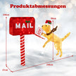 Julpostlåda – och hund förbelyst festlig dekoration med varmvita LED lampor – 120 108 cm – Röd