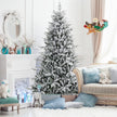 Hög – flockad julgran, konstgjord med ljuslägen och flerfärgade LED lampor – 8 350 218 cm – Vit