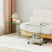 Sidobord – i härdat glas med hjul C formad Nattduksbord Soffbord Kaffebord Transparent – Genomskinlig