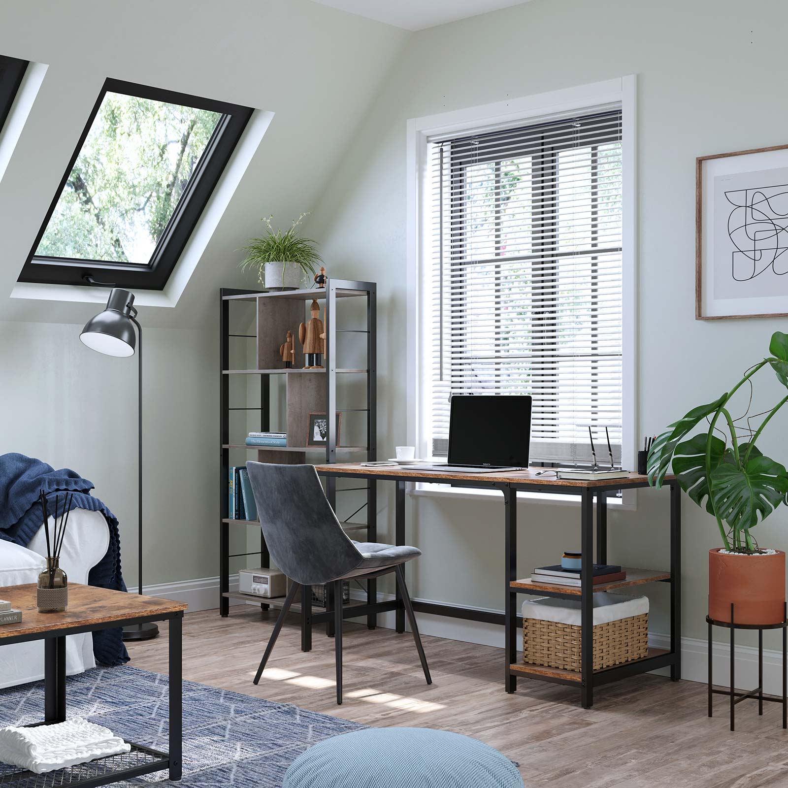 Schreibtisch - PC -Tisch mit 2 Regalen - links oder rechts montierbar - 120 x 60 x 75 cm