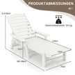 Liggstol – HDPE Utomhus med vägs justerbart ryggstöd och svängbart dryckeshållare – 4 – Vit