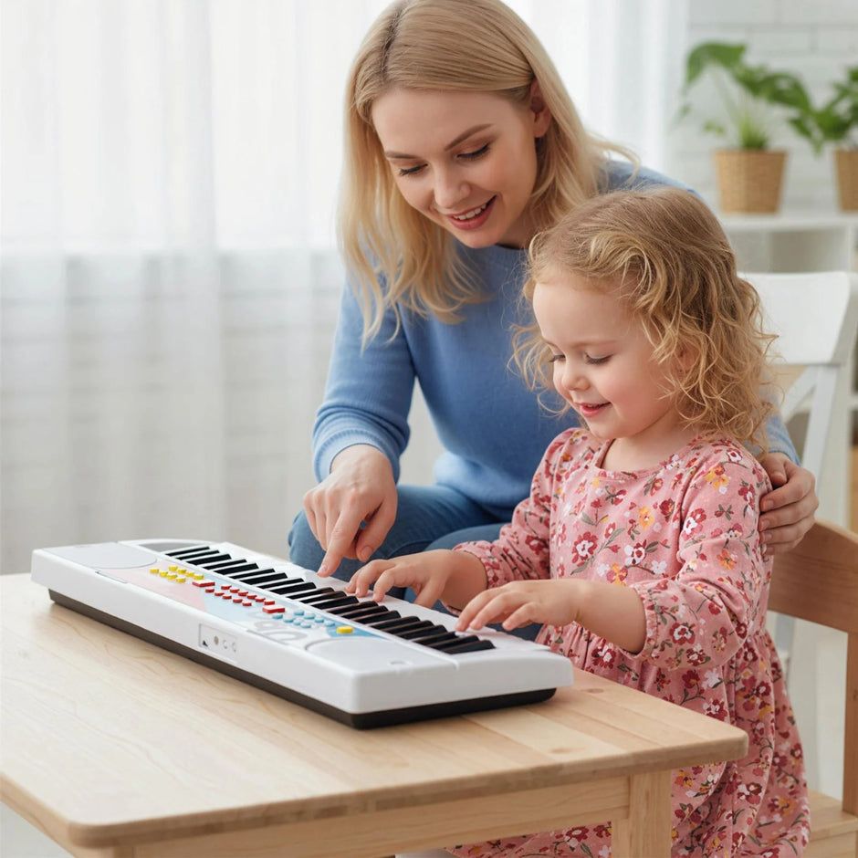 tangenter – barnpiano keyboard med rytmer och ljud Bärbart elektriskt Vitt – 49 8 8 – Vit