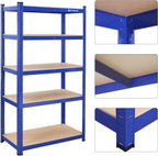 Speicherregale - 2 - Kellerschrank - 5 einstellbare Regale - Metallplanken - Blau