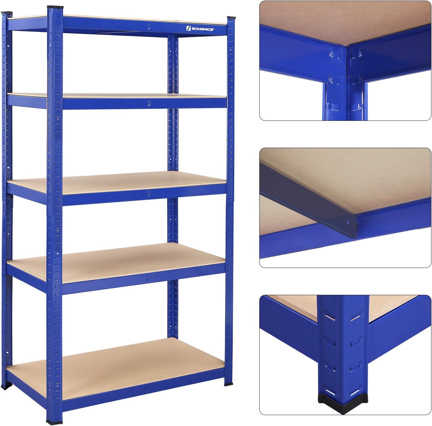 Speicherregale - 2 - Kellerschrank - 5 einstellbare Regale - Metallplanken - Blau