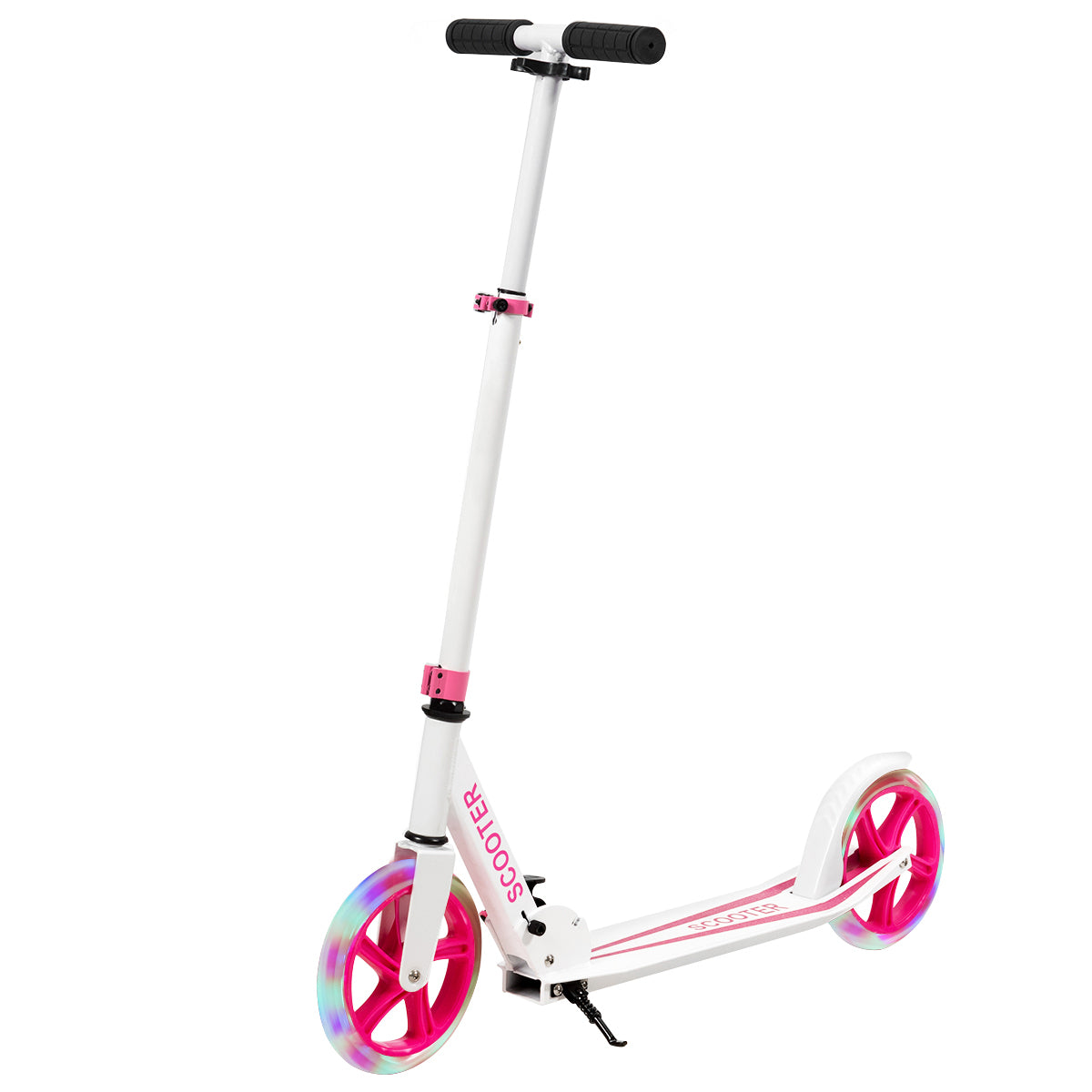 Scooter – Roller hopfällbar höjdjusterbar lastkapacitet med LED hjul – 100 kg 2 – Rosa