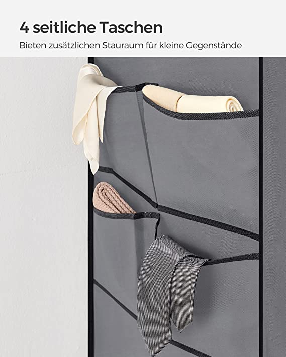 Kleiderschrank - Stoffkoffer - 2 Hangabschnitte - mit Regalen - Grau