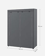 Kleiderschrank - Stoffschrank - 2 Bekleidungsschienen - 6 Regale - Verschiedene Montageoptionen - 88 x 45 x 168 cm