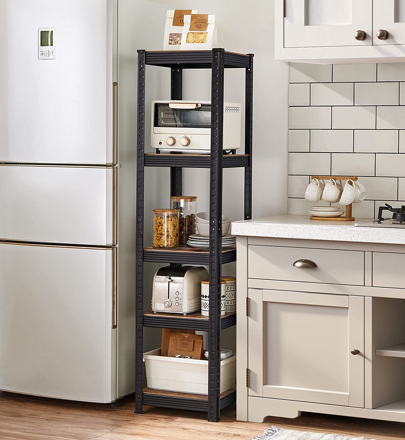 Lagerregale - Lagerschrank - Set von 2 - 5 Regalen - steuerpflichtig bis 400 kg - braunes Schwarz