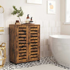 Badezimmerschrank - Holzschrank - 2 französische Türen - Brown