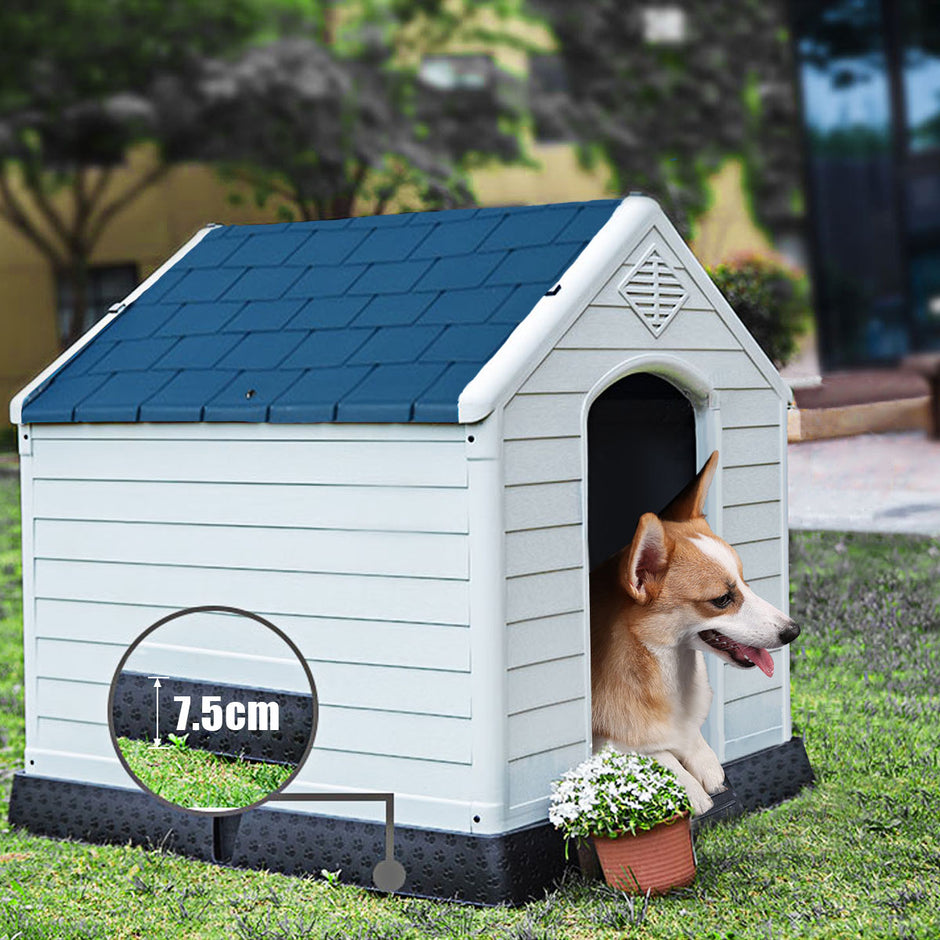 Dog – Kennel House Hundgrotta med förhöjt golv blått och vitt – Blå och vit