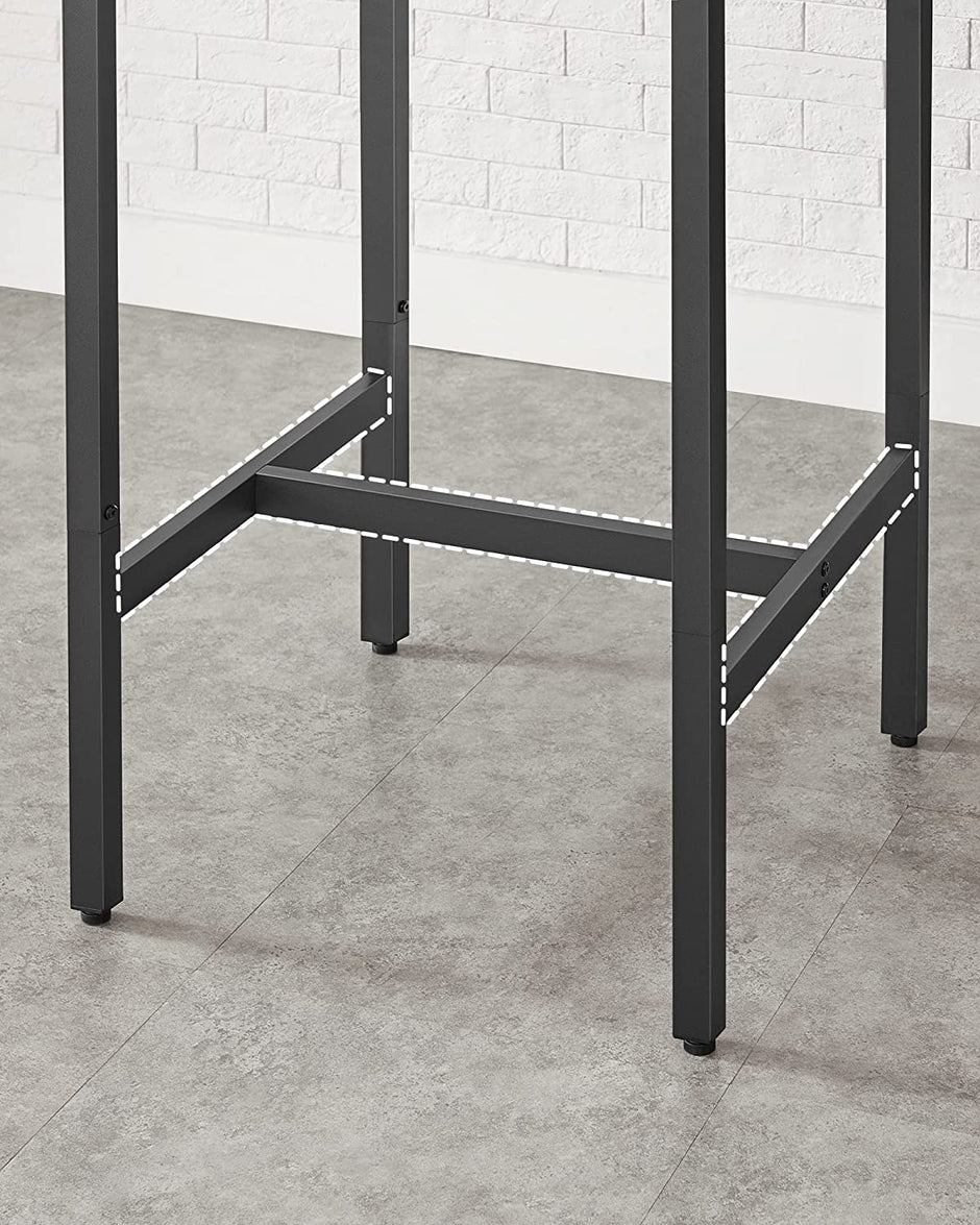 Bar Tisch - Stehstisch - Küchentisch - mit Stahlrahmen - 60 x 60 x 92 cm - Industrielles Design - Schwarzbraun