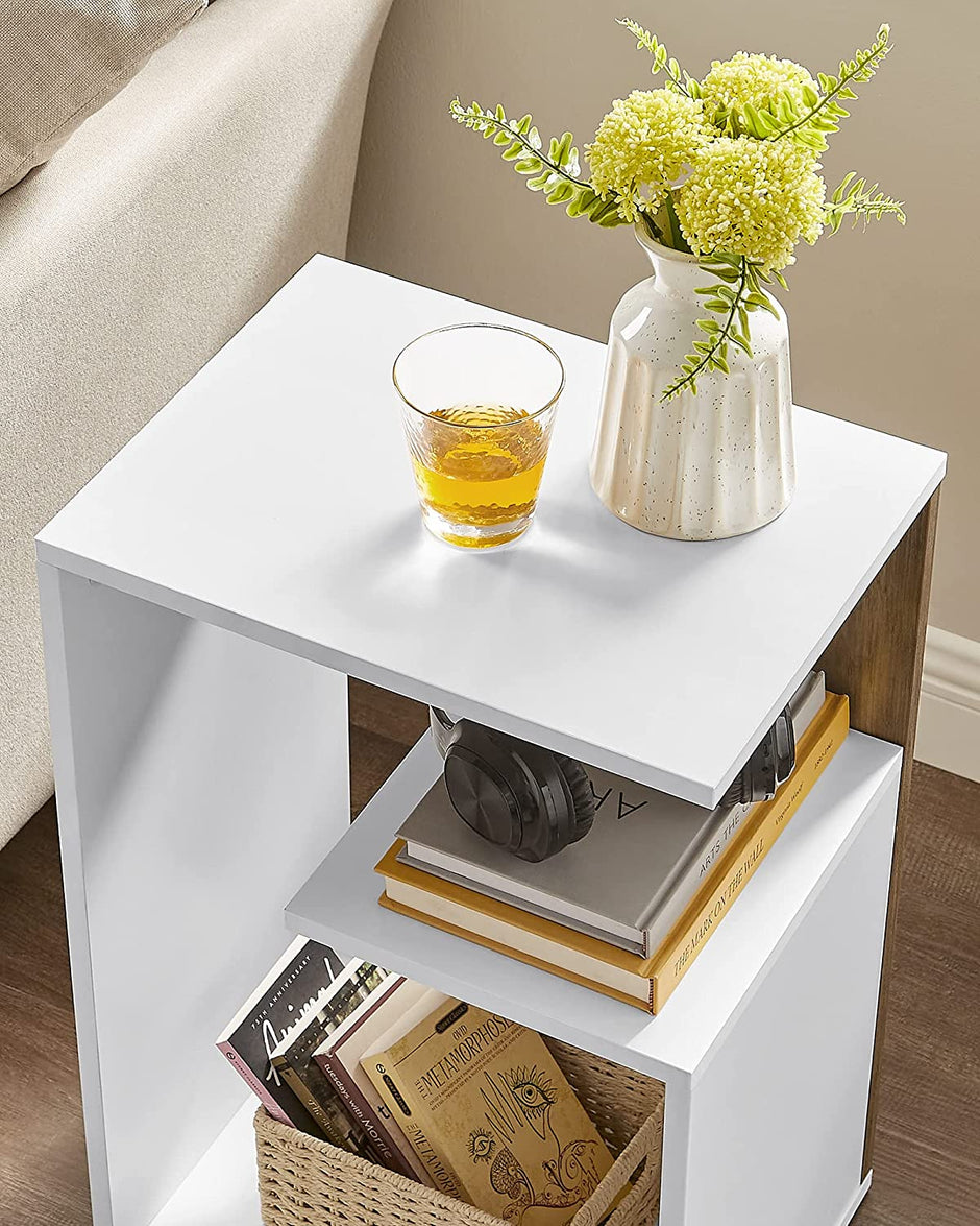 Seitentisch - Nachttisch - kleiner Tisch - modern - 30 x 40 x 60 cm - braunes Weiß