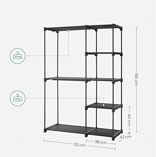Kleiderschrank - Kleiderregal - Speicherplatz faltbar - 112 x 43 x 165 cm
