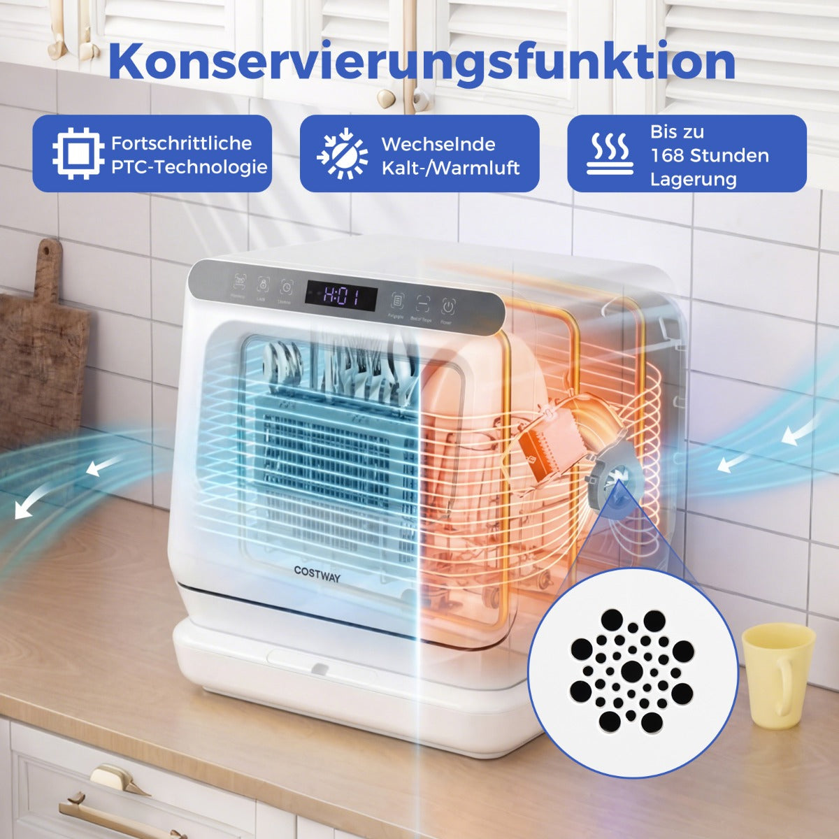 Bänkdiskmaskin – med vattentank program – 8,25 L 6 – Vit