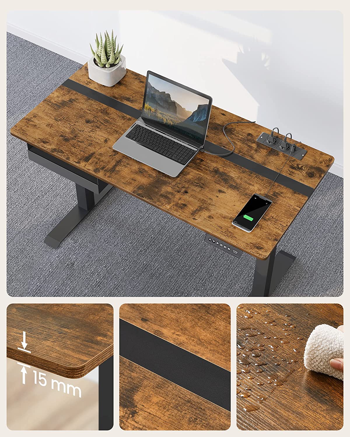 Elektrischer Schreibtisch – höhenverstellbar – mit Sockel