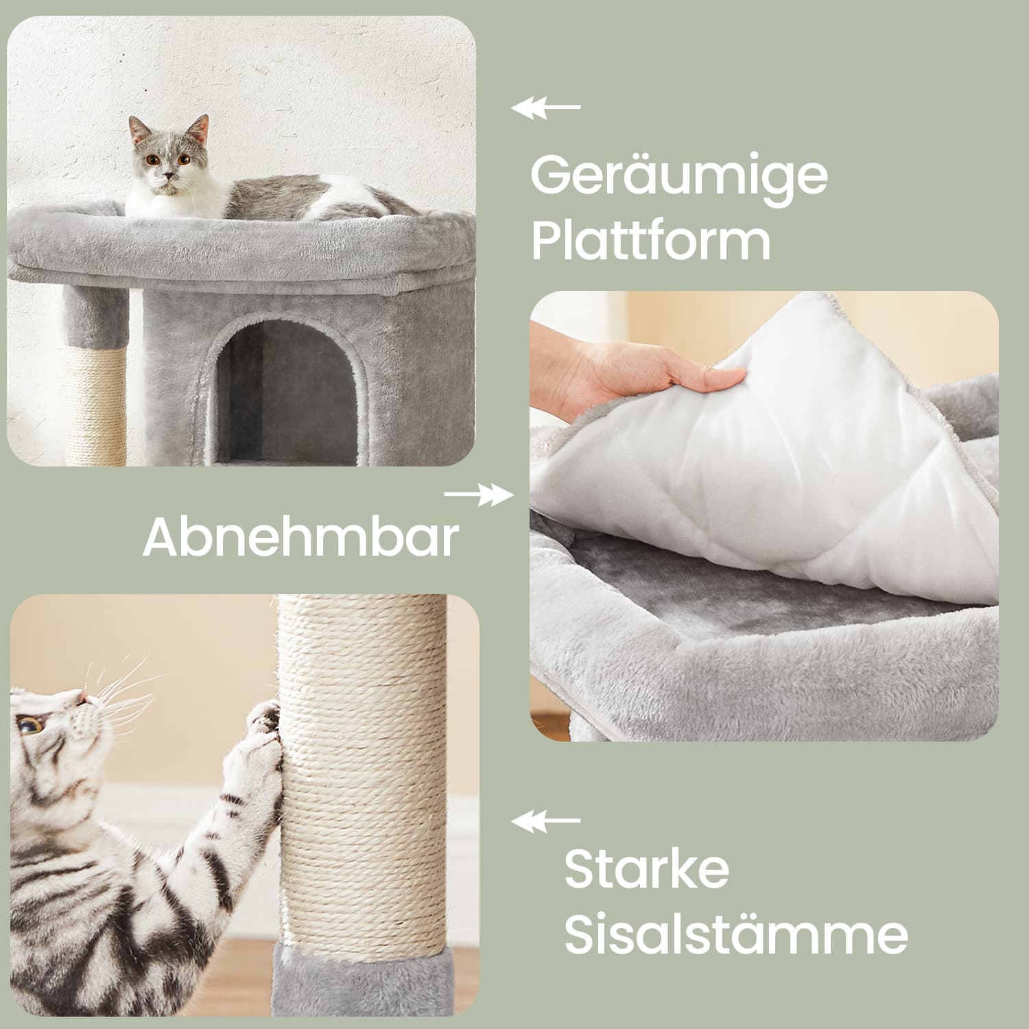 84 cm Hochkratzerpfosten, Kratzerpfosten für große Katzen, große Aussichtsplattform
