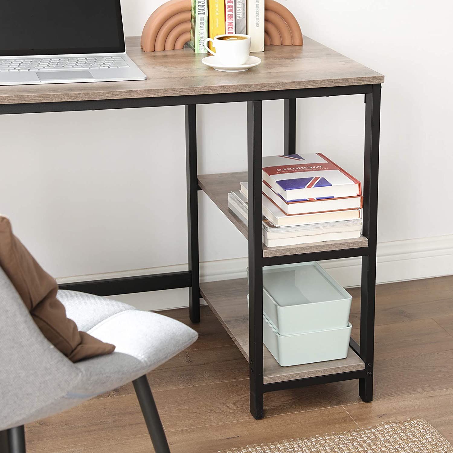 Bureau - l -hoekbureau mit 2 Regalen - Raumsparung - Industriedesign