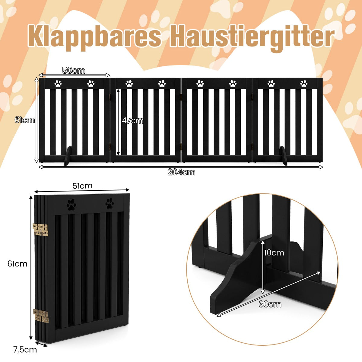 paneler – Hundspärrport Vikbar trappgrind – 4 203 x 60 x 1,5 cm – Brun