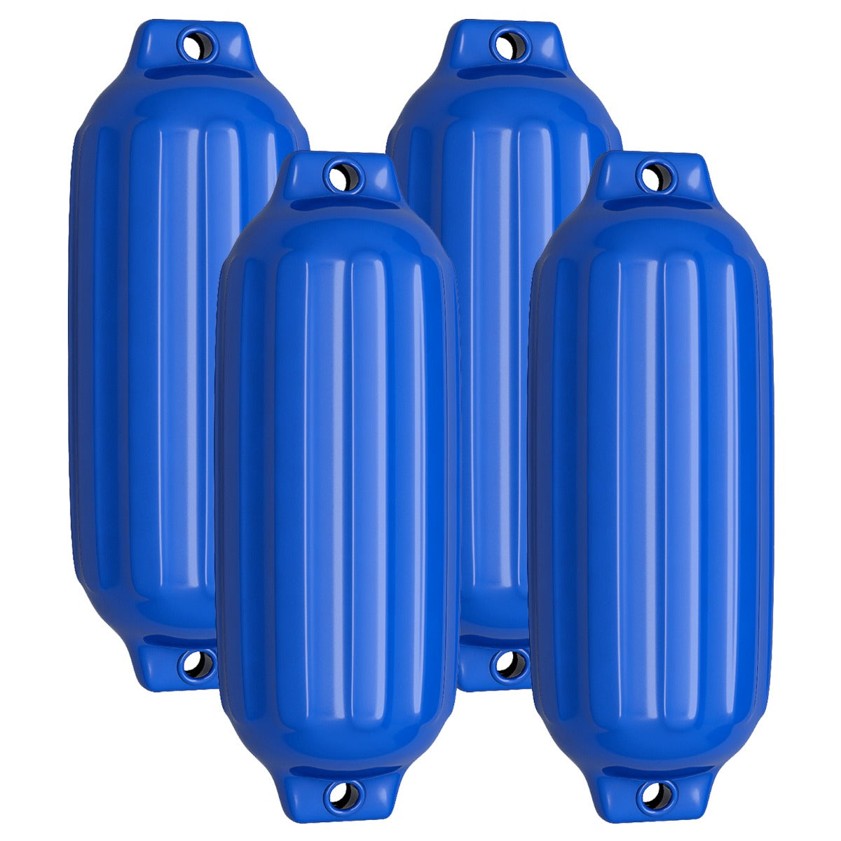 Pack – Boat Fenders för dockning Ribbed Bumpers – 4 – Blå