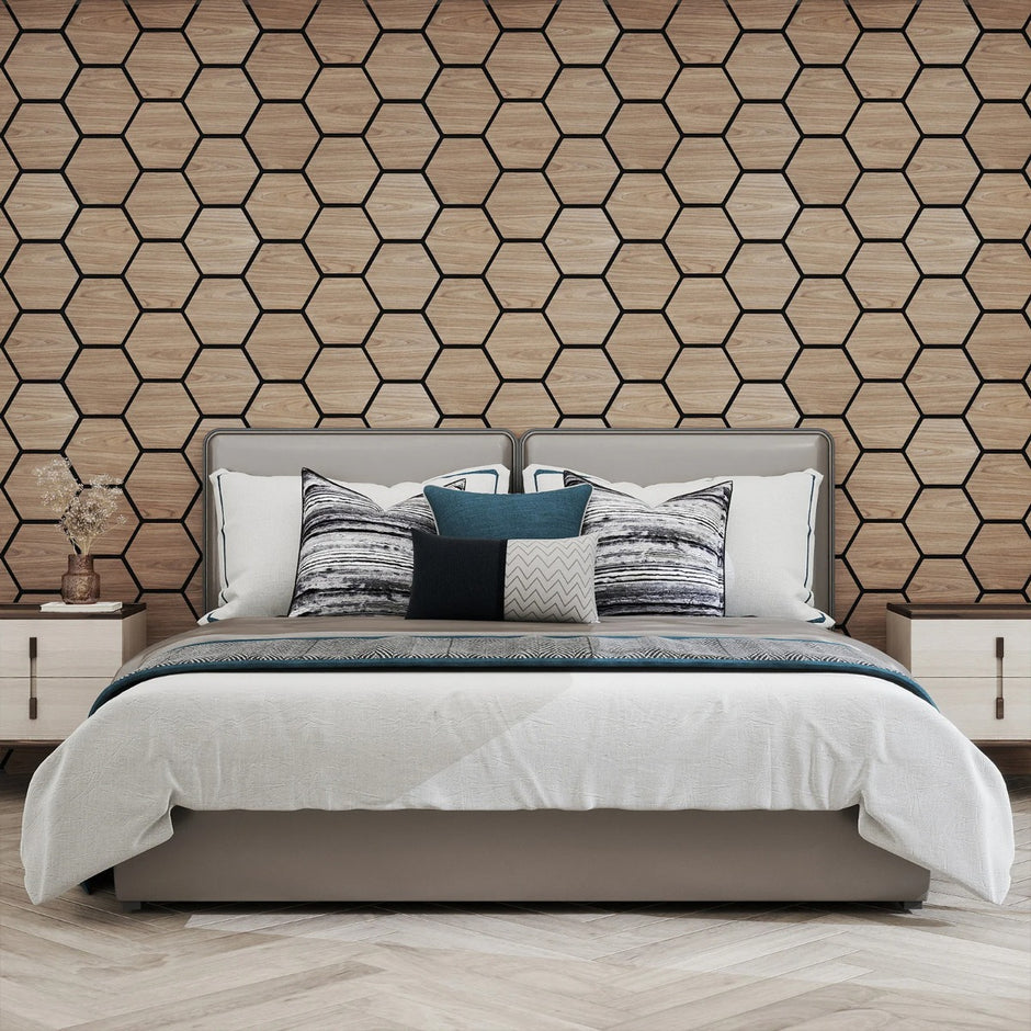 pack – akustikpaneler för väggar ljudabsorberande med sexkantiga träplattor – 4 81 x 66 cm 9 – Natur