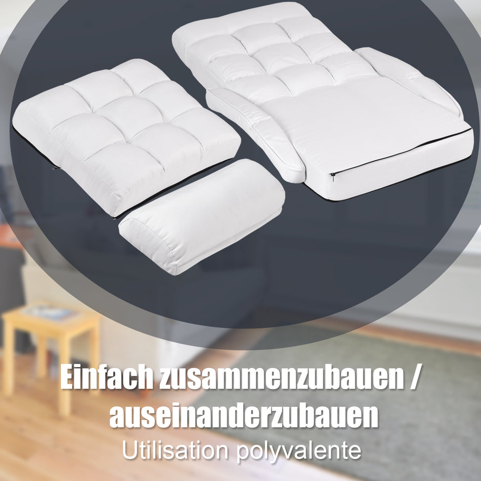 Bäddsoffa – Lazy Hopfällbar Stol för hem och kontor – Vit