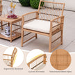 delat – Rattan Trädgårdsmöbel Set Balkongmöbler med fåtöljer puffar och vånings kaffebord Loungeset – 5 2 2 2 – Natur