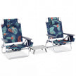 Set – Strandstolar Med Bord Vikbara Campingstolar Justerbart Ryggstöd och Gräs – 2 – Blommor