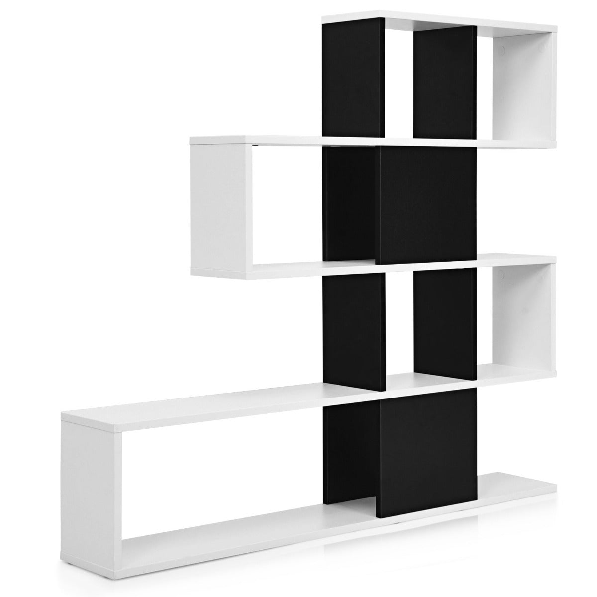 Modern – rumsavdelare i trä i våningsstil för böcker och – 5 120 x 19,5 x 109 cm – Svart och vit