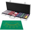 delade – Casino Poker Set med marker och spelkort tärningar dealer bordsduk – 500 – Silver