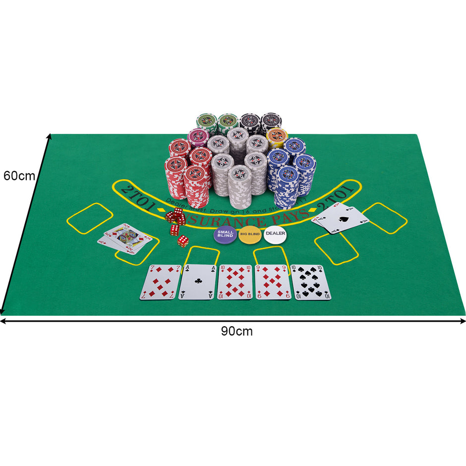 delade – Casino Poker Set med marker och spelkort tärningar dealer bordsduk – 500 – Silver