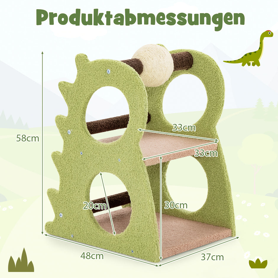 stegs – modern klösträd för innekatter söt dinosaurieformad kattorn – 2 – Grön