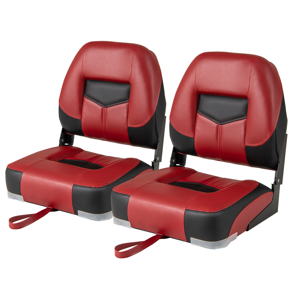 pack – hopfällbar båtstol med tjockt skumkuddar, vadderad styrstol – 2 11 cm 50 x 42 x 52 cm – Röd