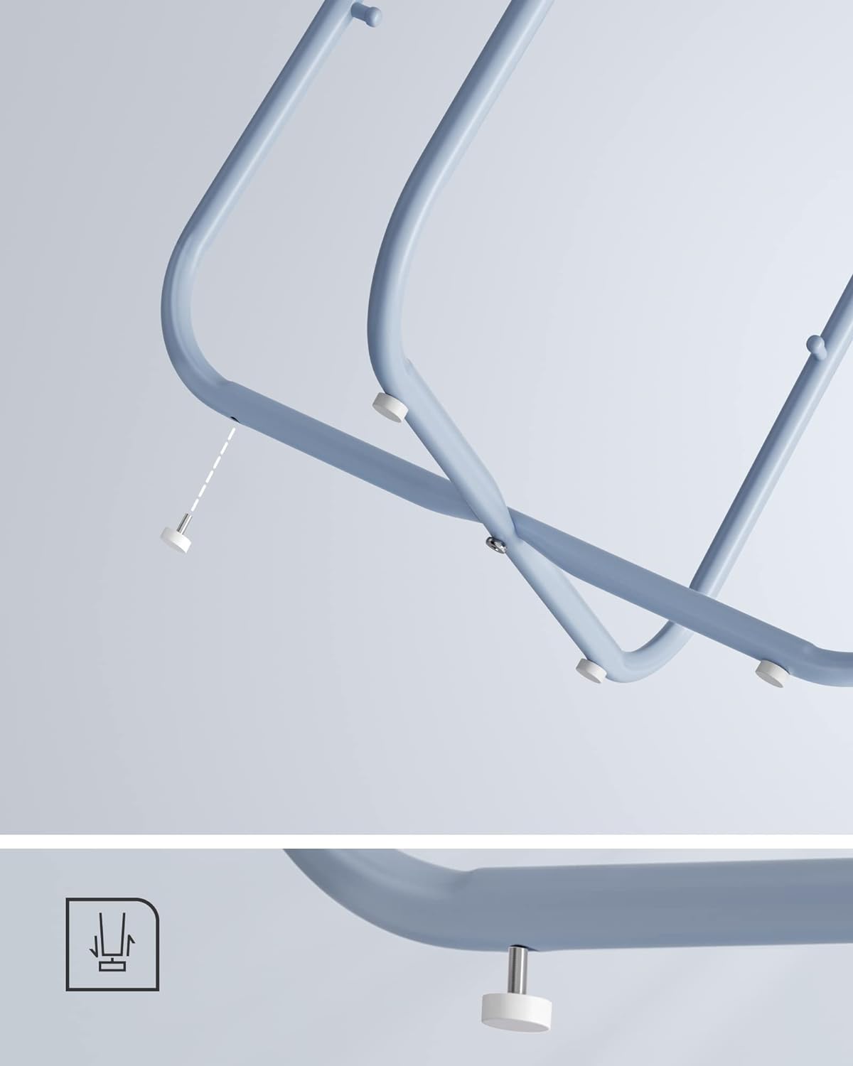 Runder Beistelltisch - mit Stoffkorb - Metallrahmen - Blau