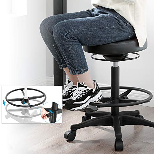 Arbeitshocker - Einstellbar in Höhe - 59,5-81 cm - 360 ° Rotatable - Schwarz