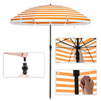 Strandparasol - Ø 160 cm - faltbar - Streifen Orange / Weiß