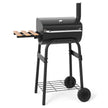 Träkolgrill – med Klappbar Sidobord och Termostat Grillvagn Utomhus BBQ – Svart