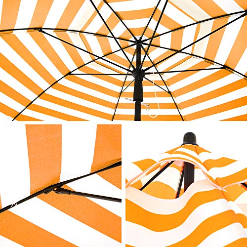 Strandparasol - Ø 160 cm - faltbar - Streifen Orange / Weiß