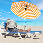 Strandparasol - Ø 160 cm - faltbar - Streifen Orange / Weiß