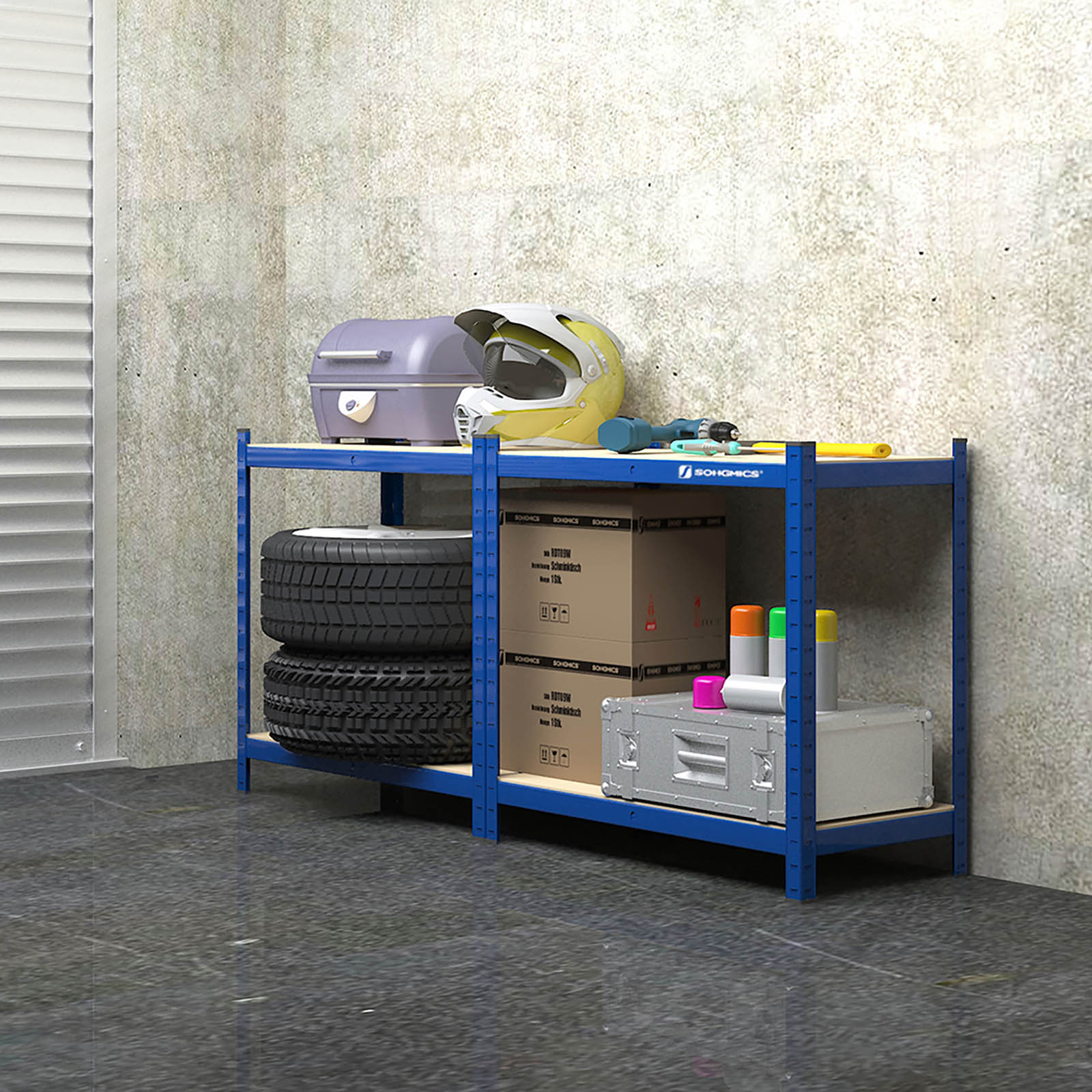 Lagerschrank - Schleifschrank - Lagerregal - Blau