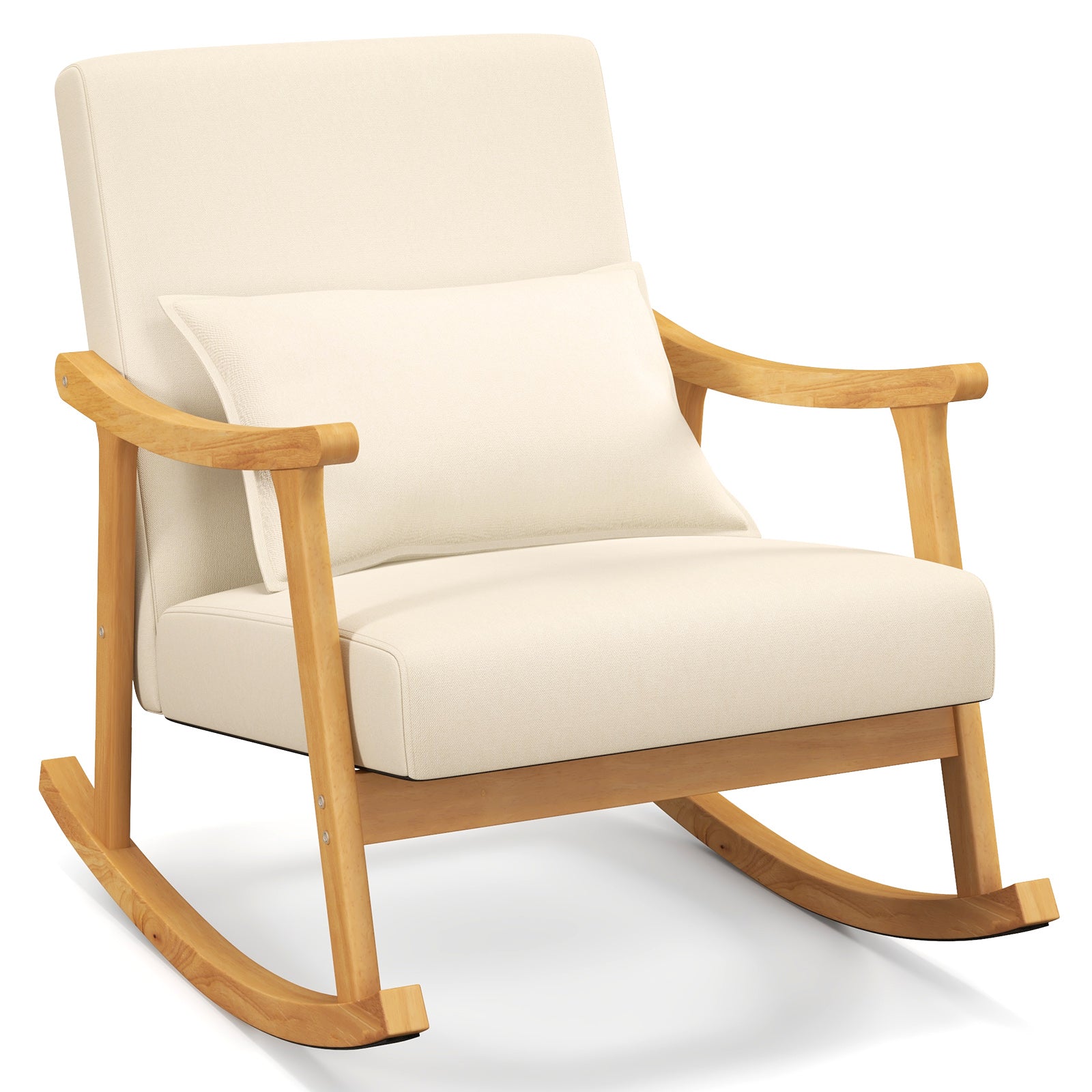 Gungstol – med hög rygg och vadderad sits Modern accentstol – Beige
