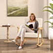 Gungstol – med hög rygg och vadderad sits Modern accentstol – Beige