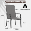 pack – trädgårdsstolar med hög ryggstöd, belastningskapacitet upp till kg, terrassstolar – 2 150 – Grå